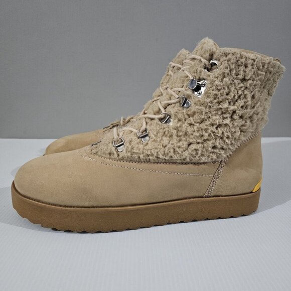 NEW Larroude Vail Ankle Bootie Womens 11 Tan Leather Waterproof Shearling Winter - Picture 1 of 13